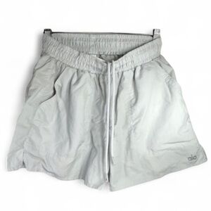 Alo alumni Shorts womens small white grey yoga gym training running w62738